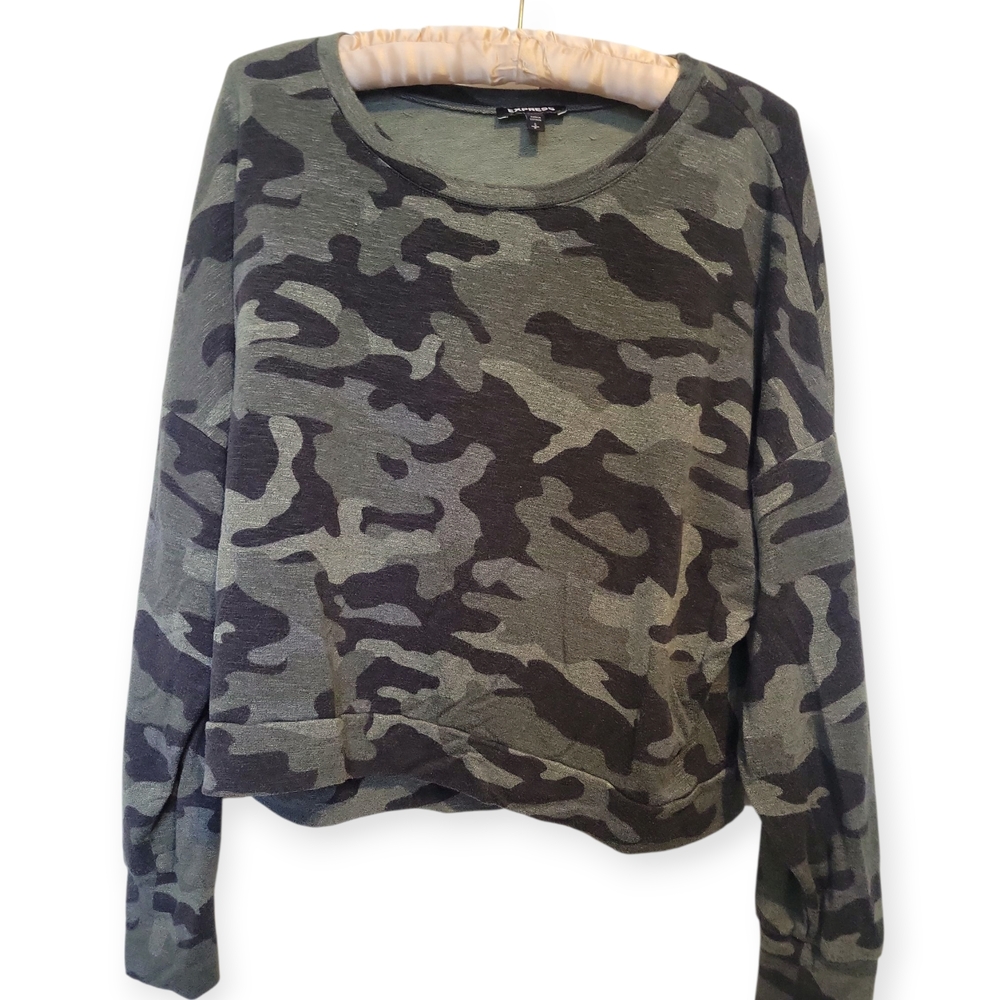 Express | Green and Black Camouflage Top
